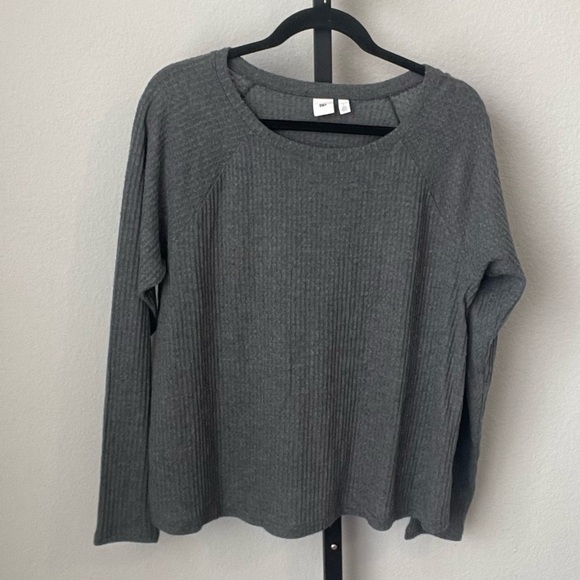 BP Grey Waffle Knit Long Sleeve Top Size Large - Picture 1 of 4